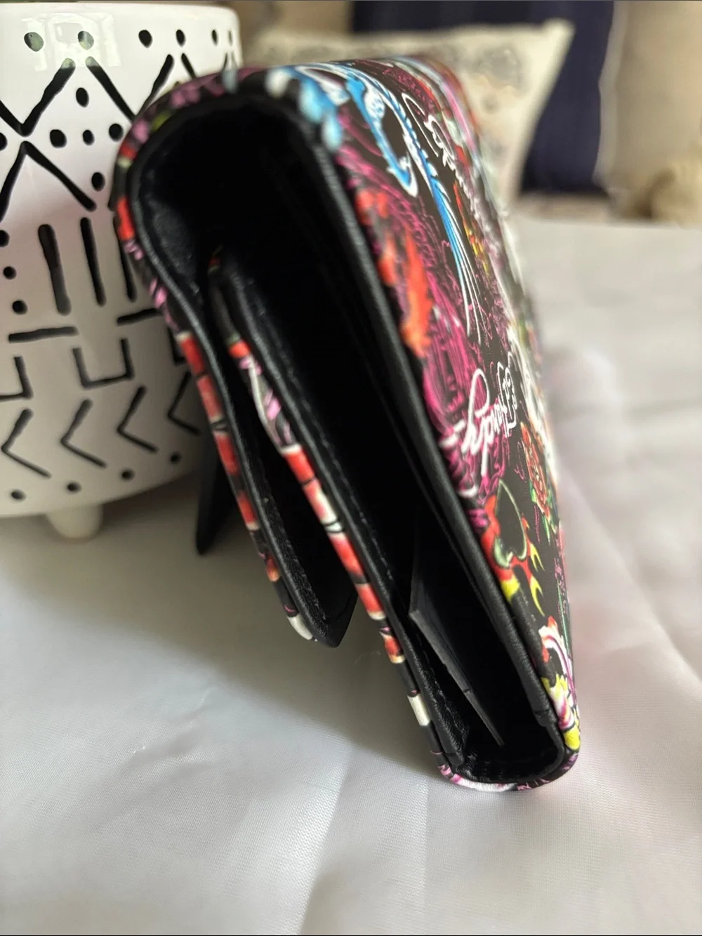 Ed Hardy Tattoo-Print Wallet Clutch